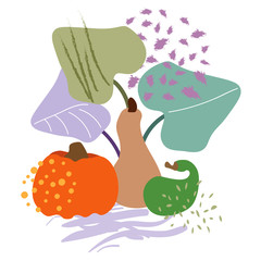 simple abstract vector illustration of 3 differen types of pumpkins