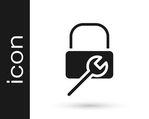 Grey Lock repair icon isolated on white background. Padlock sign. Security, safety, protection, privacy concept. Vector Illustration.