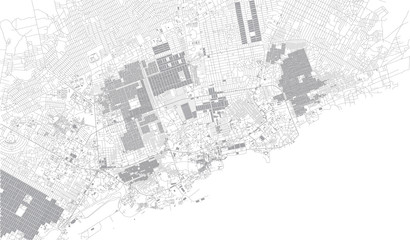 Fototapeta premium Map of Mogadishu, satellite view, city, Somalia. Street and building of the capital