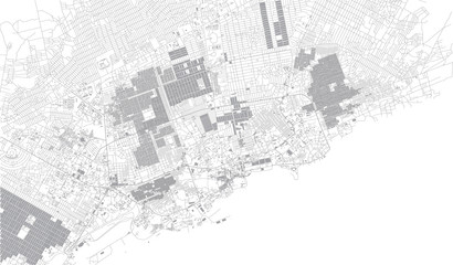 Map of Mogadishu, satellite view, city, Somalia. Street and building of the capital
