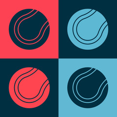 Fototapeta premium Pop art Tennis ball icon isolated on color background. Sport equipment. Vector.
