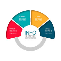 Vector infographic templatVector infographic template, circle with 4 steps or options. Data presentation, business concept design for web, entation, business concept design for web, brochure, diagram.