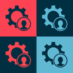 Pop art Head hunting icon isolated on color background. Business target or Employment sign. Human resource and recruitment for business. Vector.