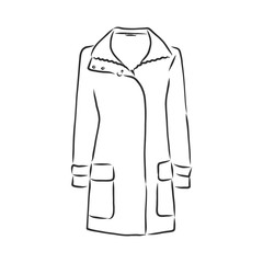 Raincoat. Monochrome sketch, hand drawing. Black outline on white background. Vector illustration. raincoat, vector sketch illustration