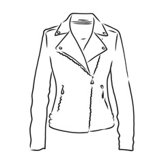 Hand drawn vector illustration. Creative black contour art work. Ink fashion illustration. Vector illustration leather jacket. Hand drawn leather jacket. leather jacket, vector sketch illustration