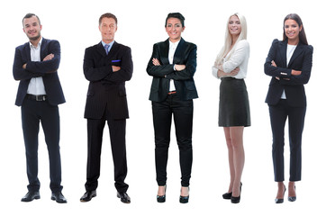 Collage of business people on white background