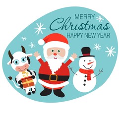 Print Vector cartoon icons of Christmas Santa Claus. Decorative elements.