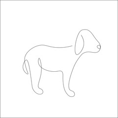 Cute puppy dog one line drawing. Vector illustration