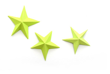 Green origami paper stars