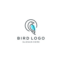 minimalist monoline line art bird logo design vector