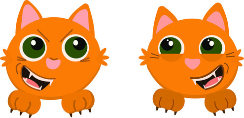heads of angry red cats, the illustration can be used as stickers