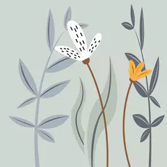 Zelfklevend Fotobehang Aquarel natuur set Flower pattern design vector illustration background