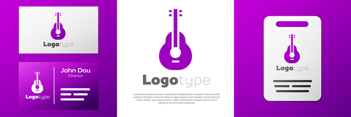 Logotype Mexican guitar icon isolated on white background. Acoustic guitar. String musical instrument. Logo design template element. Vector.