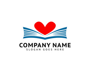 Love Book Logo Template Design Vector