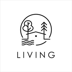 property logo design nature line art simple real estate icon template ideas