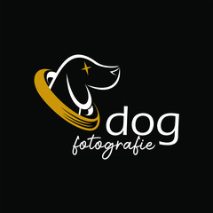 Dog photography logo design template idea. animal and pets lover creative graphic inspiration