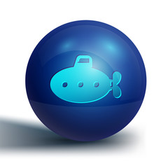 Blue Submarine toy icon isolated on white background. Blue circle button. Vector.