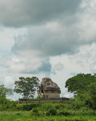 Ancient Mayan Observatory at Chichen Itza. Mayan astronomers climbed up here to observe the stars over the Mexican Jungle. It is now in ruins.