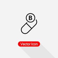 Vitamin B In Pill Icon Vector Illustration Eps10