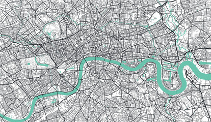 Detailed vector map of London, UK