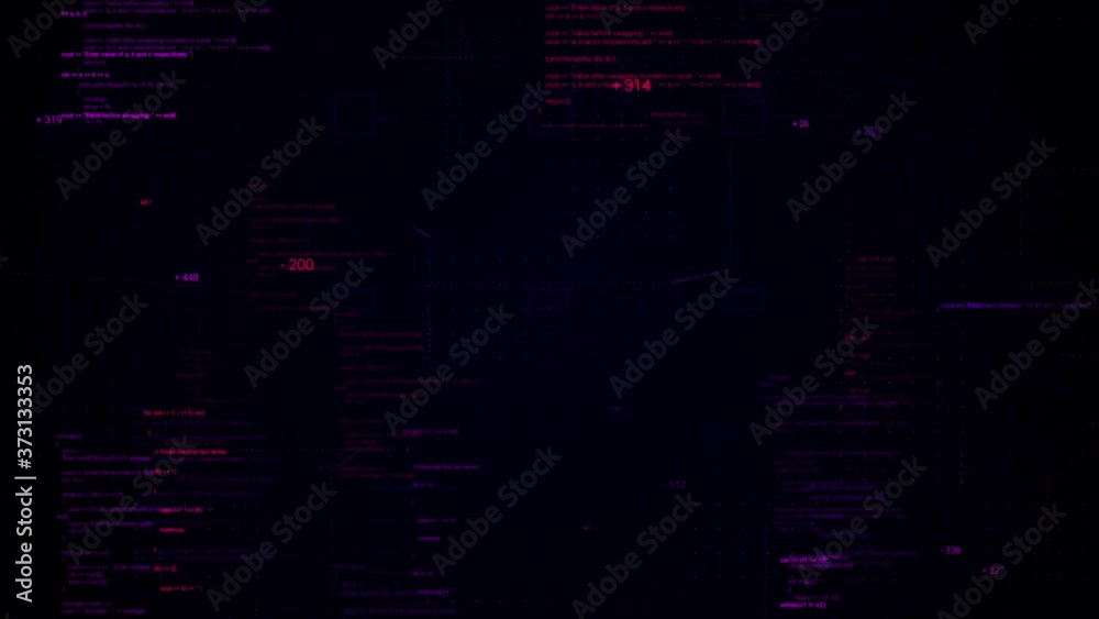 Aufkleber flying backwards through the symbols of computer code. animation. abstract cyberspace with multiple 