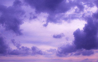 Naklejka na ściany i meble Beautiful sky and clouds at sunset. Purple sky.