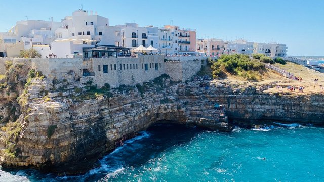 Italy Polignano Pulia rock beach summer landscape mediterranean