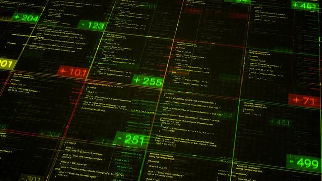 Hacking activities on computer black screen. Animation. Cybercrime network activities with hacker terminal lines on black background, seamless loop.