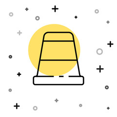 Black line Thimble for sewing icon isolated on white background. Random dynamic shapes. Vector Illustration.