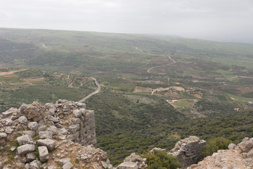 Fototapeta na wymiar View from the mountain in Golan Heights, Israel.