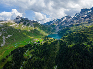 Fototapeta na wymiar Wonderful Mountain Lake in the Swiss Alps - aerial photography