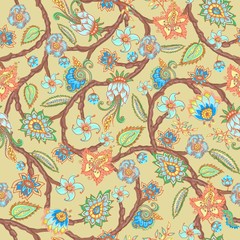 Indian traditional floral seamless pattern, ethnic seamless pattern design