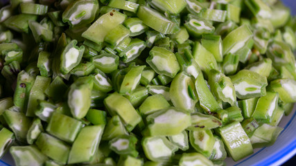 fresh chopped beans in a bowl