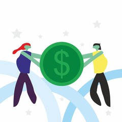 Money Savings Concept. Business People Characters Investing Money . Safe Deposit, Banking. Vector illustration