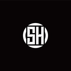 S H initial logo modern isolated with circle template