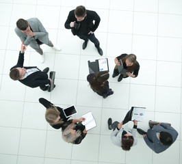 top view. group of business people standing in the office