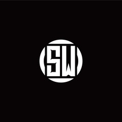 S W initial logo modern isolated with circle template