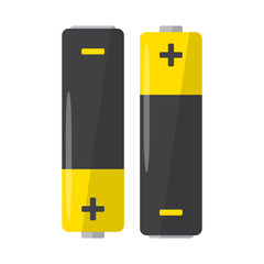 Obraz premium Alkaline battery on white background. Flat design vector illustration