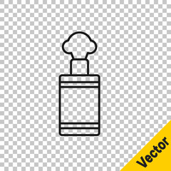 Black line Hand grenade icon isolated on transparent background. Bomb explosion. Vector.