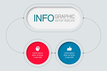 Vector infographic template with 2 steps or options. Data presentation, business concept design for web, brochure, 