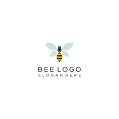 minimalist monoline line art bee logo design vector