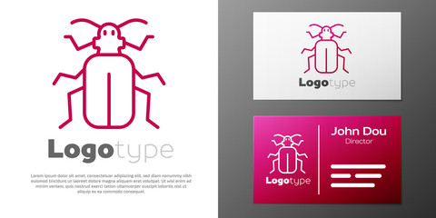 Logotype line Chafer beetle icon isolated on white background. Logo design template element. Vector.