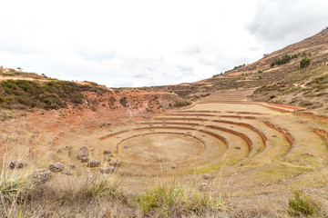Fototapeta na wymiar Moray archaeological Inca ruins near Cusco, in Peru.