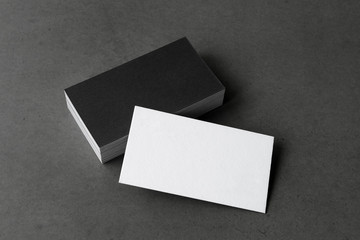 Business cards blank. Mockup on black background.  Copy space for text.