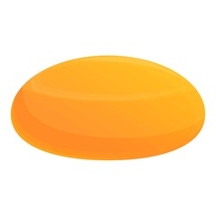 Round cheese icon. Cartoon of round cheese vector icon for web design isolated on white background
