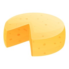 Wheel cheese icon. Cartoon of wheel cheese vector icon for web design isolated on white background