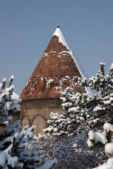 Mosque after a snowfall in Erzurum, Turkey