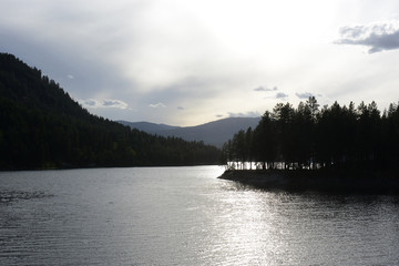 Mountain lake silhouette 