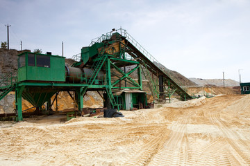 Extraction of alluvial and processing of sand in a sand pit