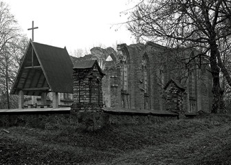 built in 1922, the Catholic Church of Saint Anthony, demolished by the German army in 1944 in the village of heifers in Podlasie, Poland